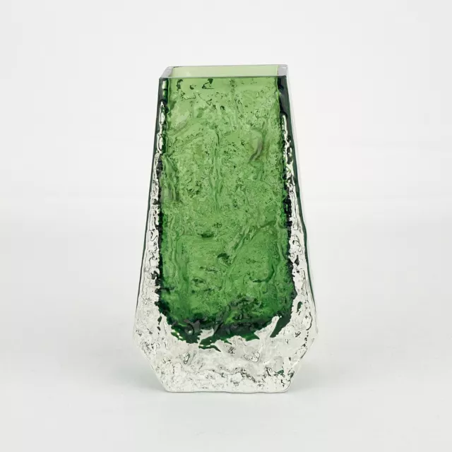 Whitefriars Meadow Green Cased Glass Coffin Vase Geoffrey Baxter 9686 13 Cm