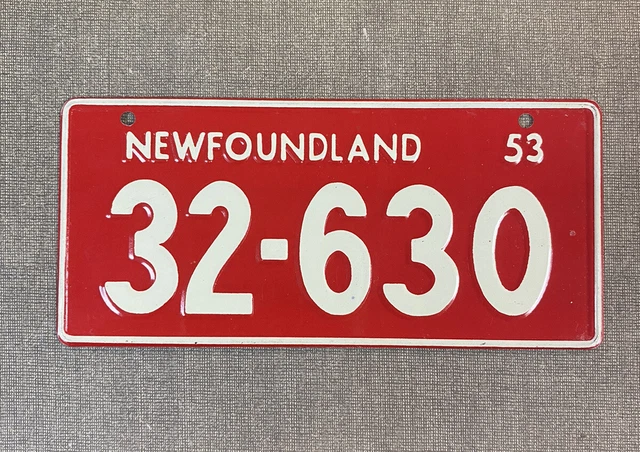 1953 Newfoundland Canada Wheaties metal bicycle license plate cereal premium