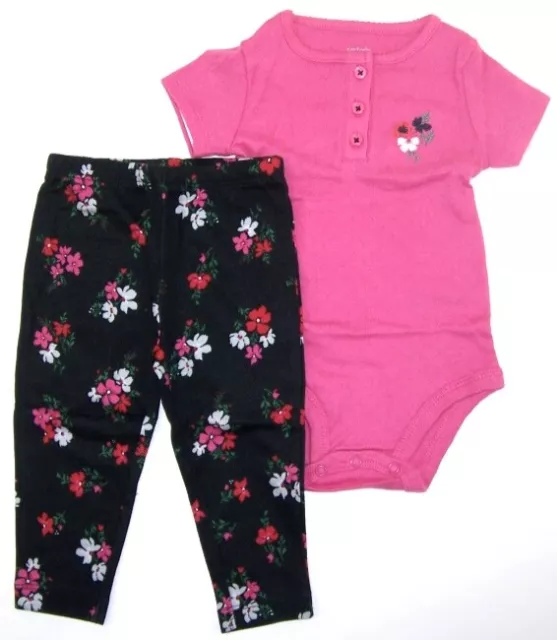 Carter's Baby Girls 2 Pc Bodysuit & Pant Set NWT  Size 9 Months  Pink