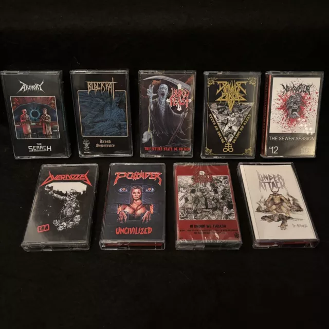 Thrash Metal 9 Cassette Tape Lot Armoury Blackrat Nekrofilth Pounder Overdozes +