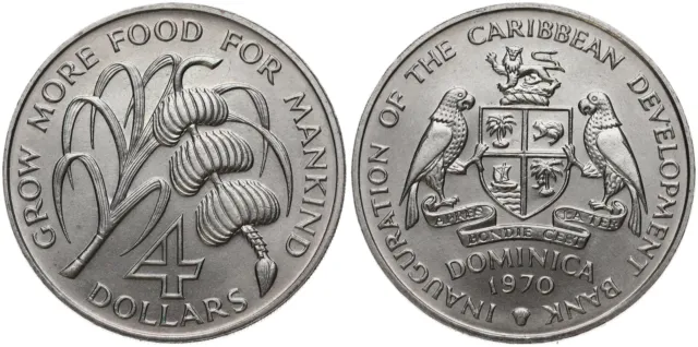 Caribbean Development Bank - Dominica 4 Dollar 1970 - Fao Grow More Food
