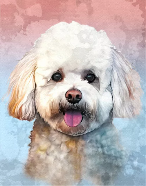 Bichon Frise Print Dog Poster Wall Art Pet Decor 8x10, 11x14 Watercolor Style