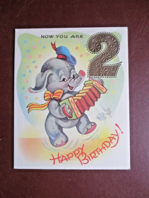 Unused Vintage Greetings Card 2nd Birthday Jumbo the Elephant Now you Are 2