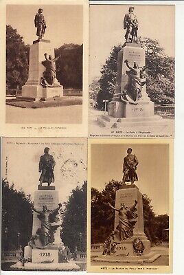 Lot de 4 cartes postales anciennes old postcards METZ MOSELLE statue du poilu 1