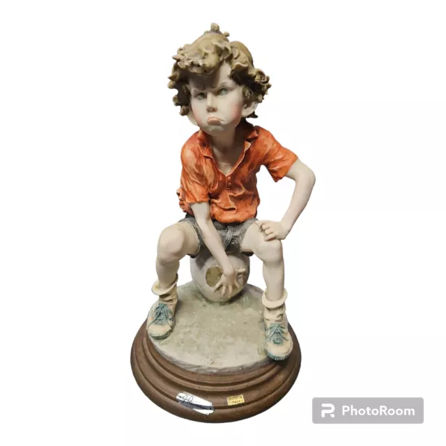 Capodimonte Giuseppe Armani - Soccer Boy Sitting On Ball Figurine