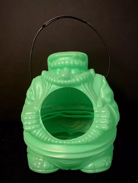 Rare Vintage Blow Mold Green Frankenstein Collapsible Halloween Bucket