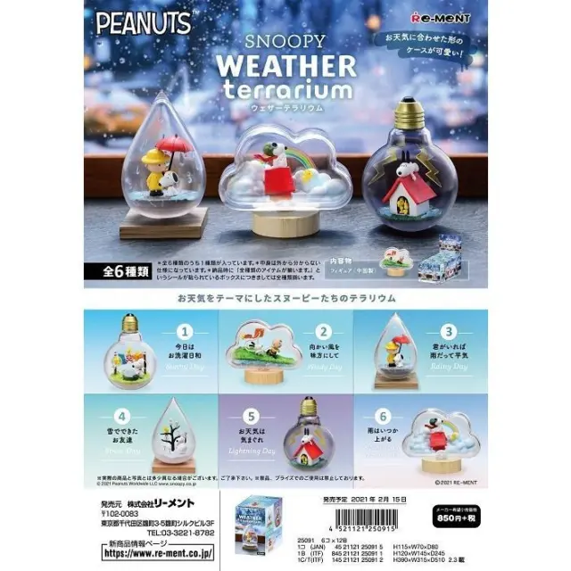 Re-Ment PEANUTS SNOOPY WEATHER terrarium Box Complete 6 Set From Japan NEW