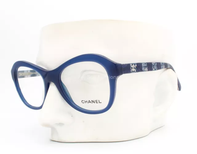 Chanel 3299 1483 Eyeglasses Glasses Polished Blue w/ Silver CC Logo 50-19-140