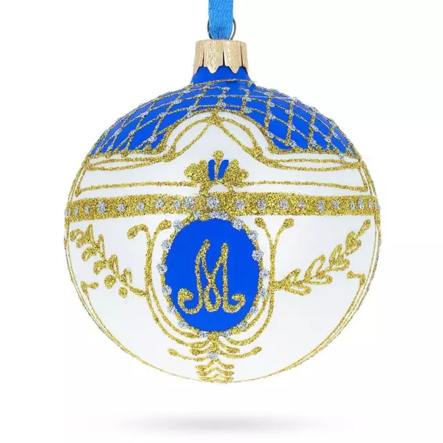 1903 Exquisite Royal Danish White Egg - Blown Glass Ball Christmas Ornament 3.25