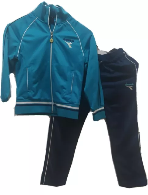 Tuta Bambini DIADORA Triacetato Full Zip 2 Colori: Blu e Turchese 7 anni CodA011