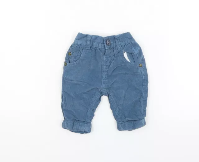 BHS Boys Blue Cotton Cargo Jeans Size 0-3 Months