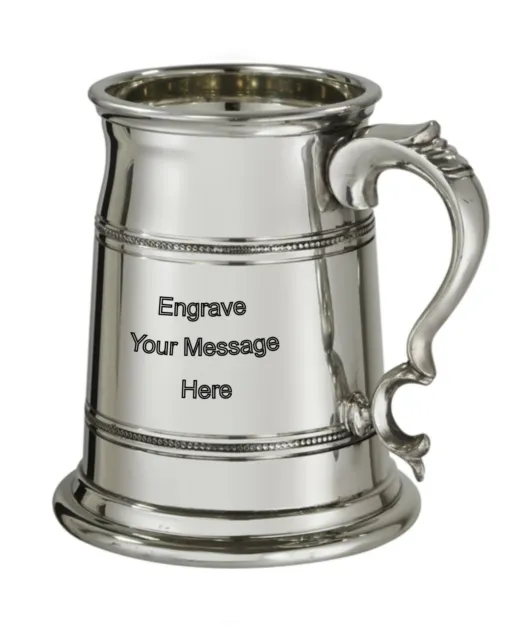 NEW Personalised 1 Pint X Range Old London Pewter Tankard Any Message Engraved
