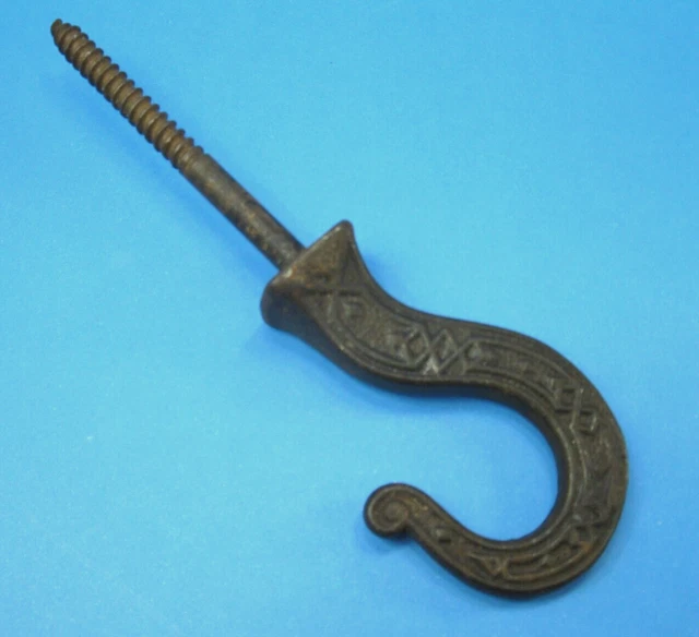 Old Ceiling Hook Oil Lamp Plant Bird Cage Hanger Rustic 1880’s Cast Iron
