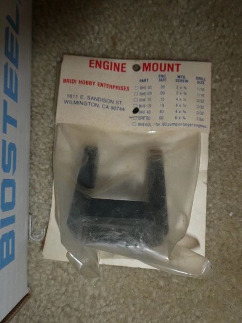 Vintage RC Airplane Part Bridi Hobby Engine Mount BHE 40 NIP