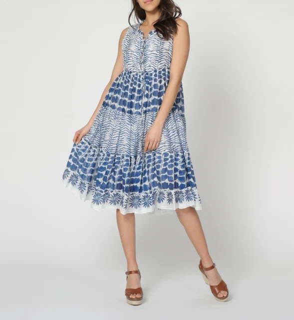 Robe Isla Bonita Coton Bleu Et Blanc - Taille 36 - Style Ample Sans Manches - Neuve Avec Étiquette