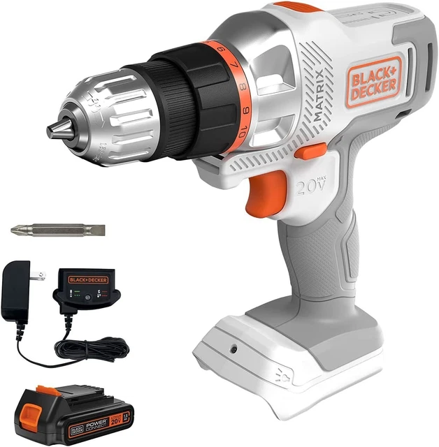 BLACK+DECKER 20V MAX Matrix Cordless Drill/Driver Kit, White