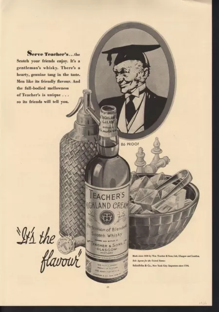 1936 Teachers Highland Cream Scotch Whiskey Alcohol Drink Distillery Ad 13632
