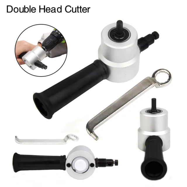 Double Head Sheet Metal Nibbler Saw Cutter Cutting Tool Power Drill Attachment