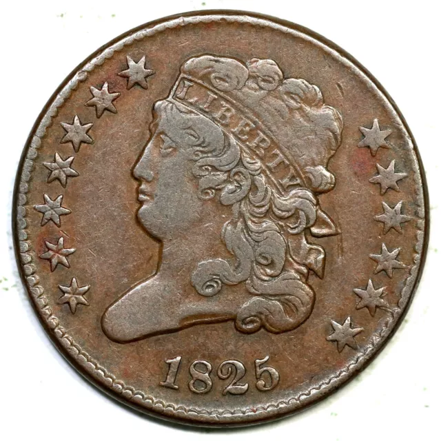 1825 C-2 Classic Head Half Cent Coin 1/2c