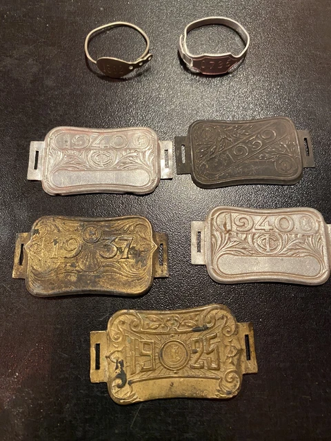 Lot De 10 Anciennes Plaques De Taxe Fiscale Pour Vélo - Vélocipède, Années 30, Made In France
