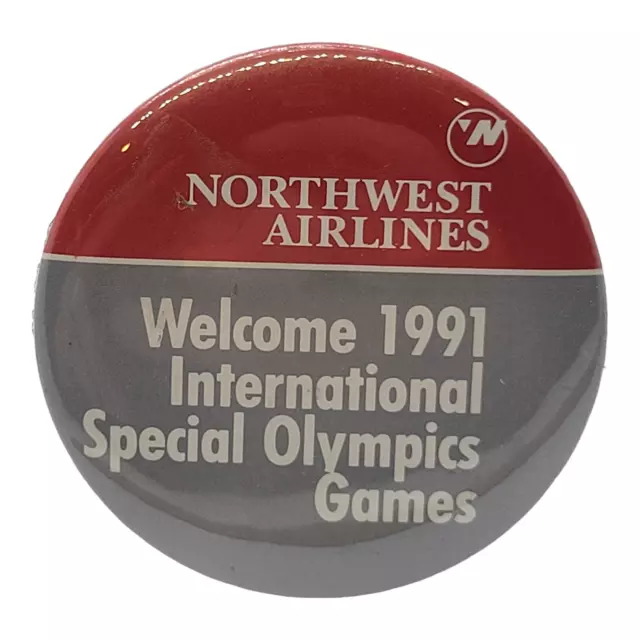 NORTHWEST AIRLINES Welcome 1991 International Special Olympic Games Pin Button