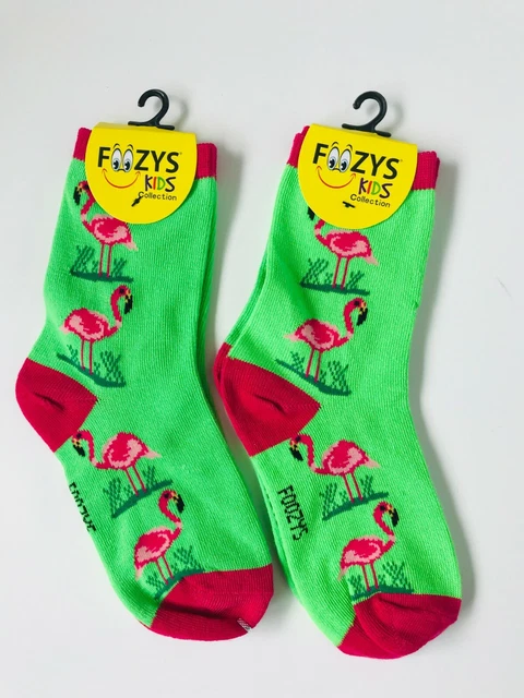 2 Pairs Child Kids Children Flamingo Socks Size 6-8 Age 5-10