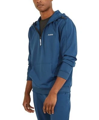 GUESS Mens Hal Quarter-Zip Fleece H Blue Lily M BRIGHTBLUE Size MEDIUM S/S