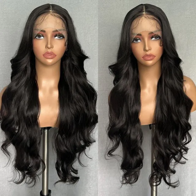 Long Wave Lace Front Wig Synthetic Pre Plucked Hairline with Baby Hair Wavy Soft