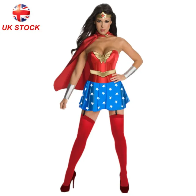 UK Wonder Woman Diana Superhero Costume Halloween Book Week Fancy Dress Outfit++