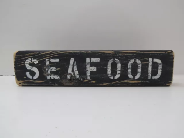 15 Inch Wood Hand Painted Seafood Sign Nautical Maritime (#S328C)