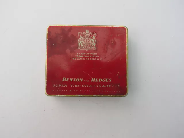 Vintage Benson and Hedges Super Virginia Cigarette Tin Late King George VI Empty