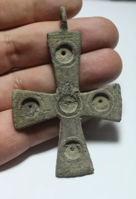 Zurqieh - As19117- Ancient Holyland. Large Byzantine Bronze Cross. 800 -1000 A.d