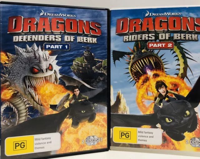 Dragons ~ Riders of Berk & Defenders of Berk ~ Part 1 + Part 2 DVD ~ DreamWorks