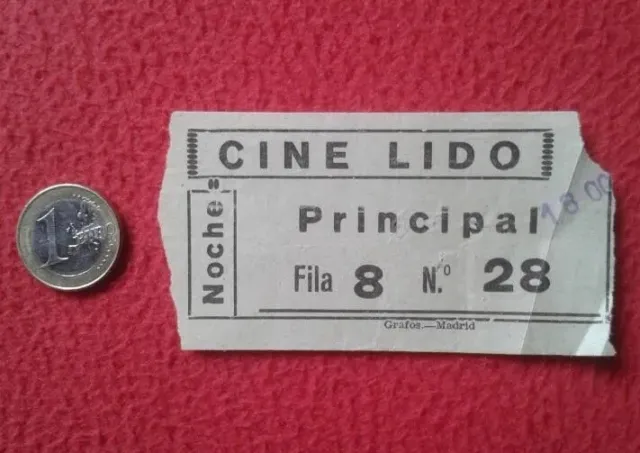 Antigua Entrada Ticket Entry Entrance Cine Lido Madrid ? Barcelona ? Principal..