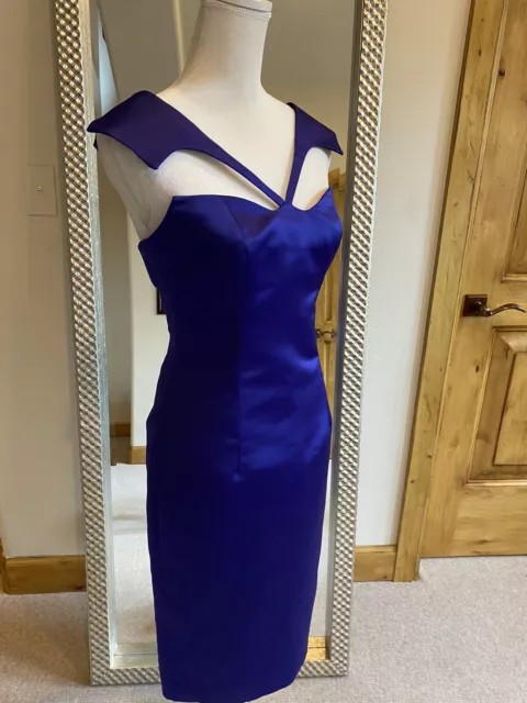 Cushnie Et Ochs Blue Violet Duchess Knee Length Satin Pencil Dress US 6