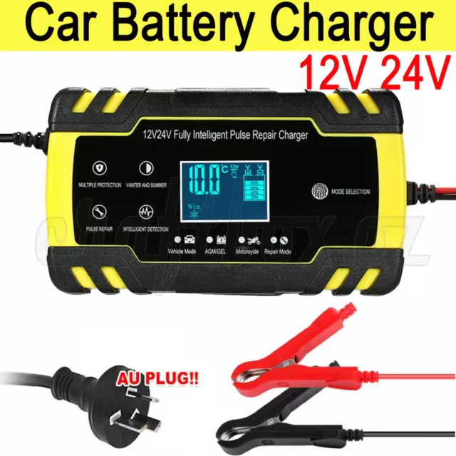 8A 12V-24V Car Battery Charger Trickle Smart Repair LCD Motorcycle Caravan Truck