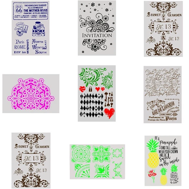diy - handwerk wandmalerei scrapbooking vorlage schichtung schablonen prägung