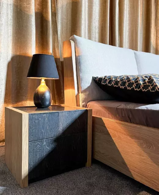 Comodino Beige Camera Da Letto Design Elegante Lusso Legno Comodini