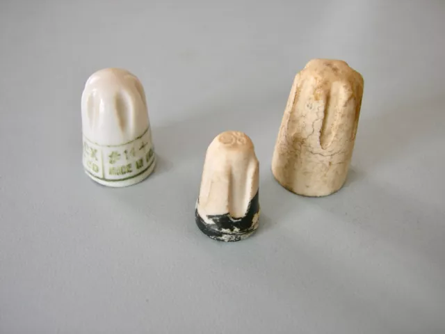Lot of 3 Vtg. Ceramic WIRE NUTS (1-SIMPLEX #14+#18. HOLLAND)