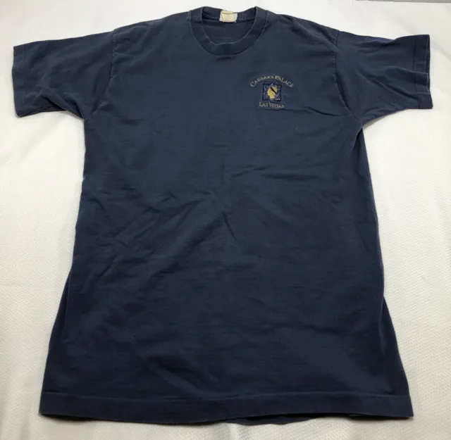 Vintage Caesars Palace Blue T Shirt Size XL Embroidered Single Stitch Sleeve