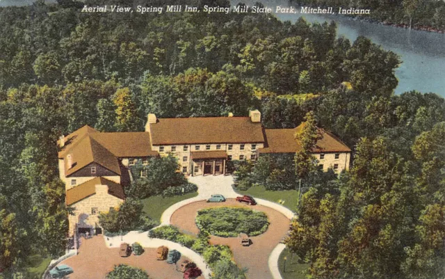Spring Mill Inn Aerial View Spring Mill State Park Mitchell Indiana Postcard M11