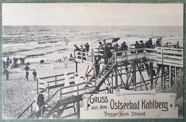 Ak Gruss aus dem Ostseebad Kahlberg (Krynica Morska). Treppe zum Strand. Pommern