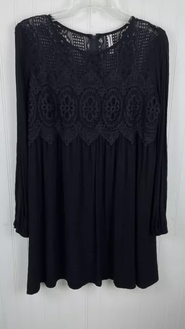 Xhilaration Dress Womens size Large Slit Sleeve Lace Black Shift