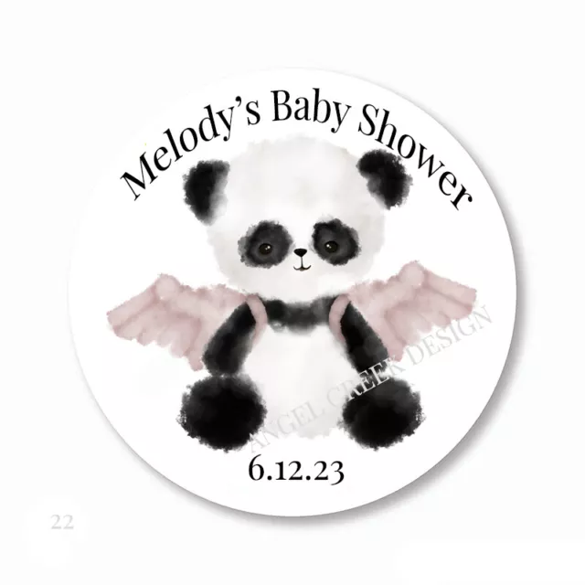 Cute Panda Bear Angel Baby Shower Favors Labels Tags Favors Stickers 4 Sizes