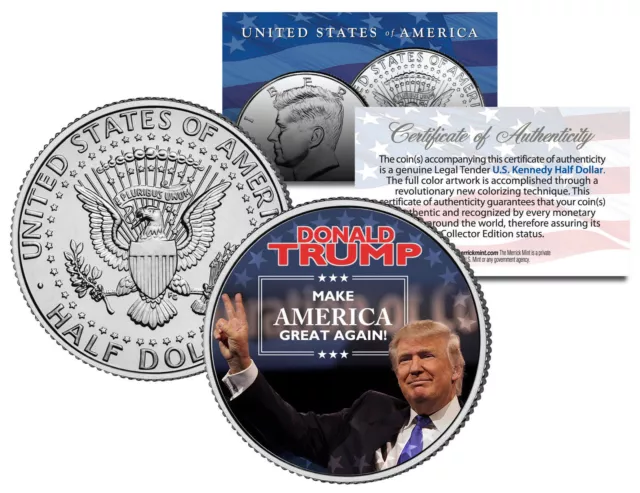 Donald Trump " Fait America Grand Encore " 2016 AMÉRICAIN Jfk Demi Dollar W / H