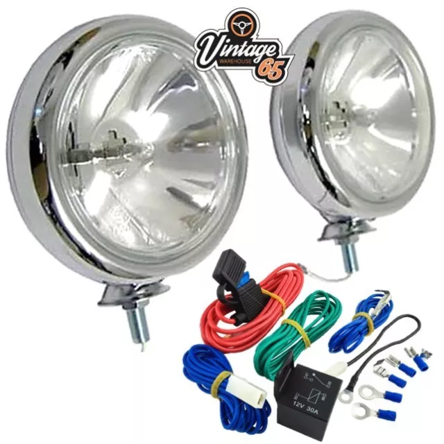 Classique Voiture Neuf Avant Chrome 55w Spot Feux Conduite Lampes Paire +