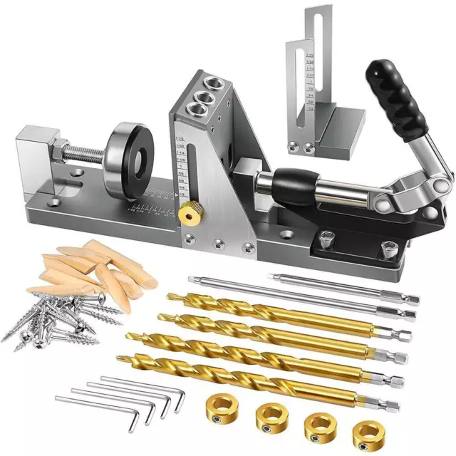 Pocket Hole Jig Drill Guide Master Kit Woodworking Joinery System Screw Set^