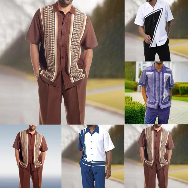Set tuta uomo alla moda 2 pz con camicia a maniche corte e pantaloni lunghi