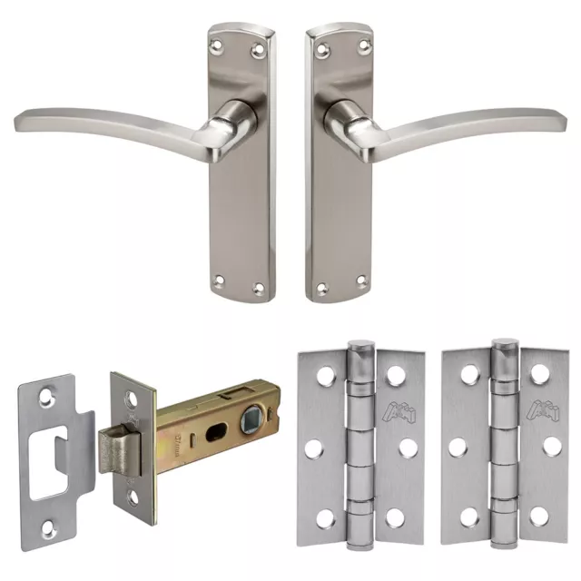 Modern Door Handles on Backplate - Satin Chrome Door Handles