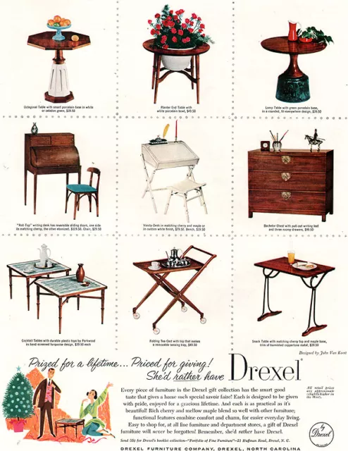 Drexel Furniture John Van Koert Planter Table Folding Tea Cart Bachelor Chest 57